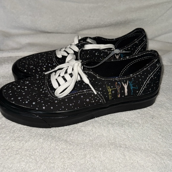 Vans (new) black with gray stars all over and cute skeletons on the sides. - Picture 3 of 9